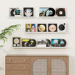 Fun Memories Picture Ledge Shelf, Solid Pine Wood Floating Shelves Set of 4, 16 Inches Nursery Book Shelves for Toys Storage, Kids Bookshelf Wall Mounted for Living Room Decor Photo Frames, White