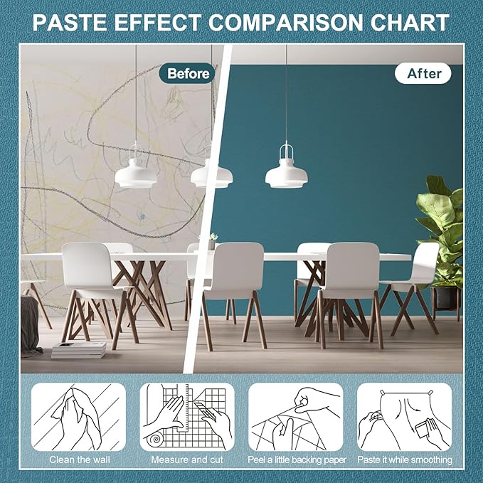 Amiya Teal Peel and Stick Wallpaper Solid Color Textured Contact Paper Pure Teal Self Adhesive Wallpaper Matte Removable Wall Paper Decorative Walls Decal Vinyl Roll A Set of15.7×400"