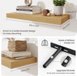 Fun Memories 24 x 10 Floating Shelves Wall-Mounted - Rustic Wood Shelf - 10 Inch Deep Floating Shelves for Wall - Large Storage Shelf for Bathroom - Kitchen & Bedroom - Oak - Set of 2