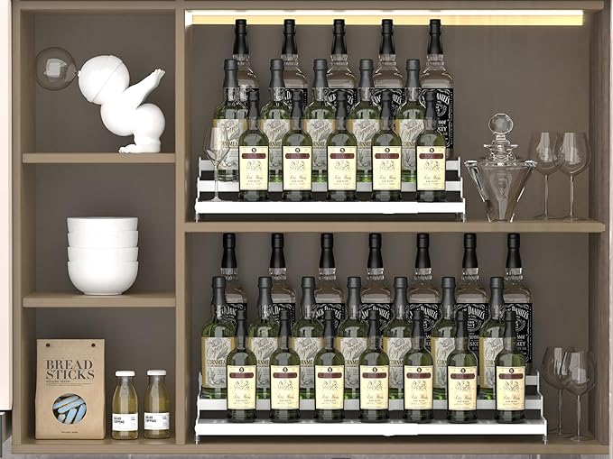 Spice Rack Organizer for Cabinet, 3 Tier Expandable shelf, Great for Kitchen Cabinets, Cupboard,Pantry and more,Metal plate with hole (1 Pack/White,9.45
