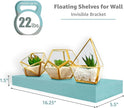 Sorbus Floating Shelves for Wall – 16 Inch Floating Shelf for Kitchen, Bedroom, Living Room, Bathroom, Home & Wall Decor - Mounted Bathroom Shelves with Invisible Brackets (Breezy Blue, 3 Pack)