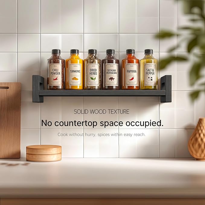Vailando Floating Shelves for Wall, Set of 3 Solid Wood Wall Mounted Shelves, 16