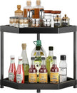 Kitchen Corner Shelf Countertop 2 Tier Bathroom Counter Organizer Cabinet Corner Storage Shelf Spice Rack Makeup Organizer Under Sink Organizer Black