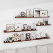 Picture Ledge Wall Shelves 24 inch Width Set of 2, Solid Pine Wood Rustic Floating Ledge Shelves for Wall for Kids' Room Bedroom Kitchen Bathroom Living Room Nursery Display Wall Decor, Walnut