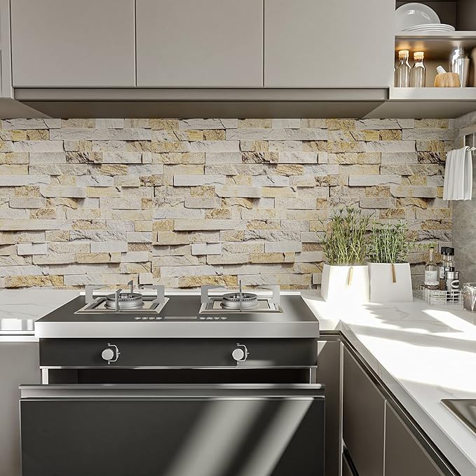VEELIKE Slate Brick Wallpaper Peel and Stick Vintage Faux Brick Contact Paper for Dollhouse Fireplace Accent Walls 15.7''x354'' Self Adhesive Removable 3D Stone Wallpaper for Bedroom Bathroom Kitchen