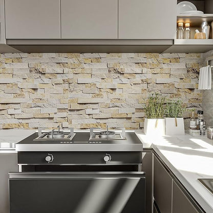 VEELIKE Slate Brick Wallpaper Peel and Stick Vintage Faux Brick Contact Paper for Dollhouse Fireplace Accent Walls 15.7''x354'' Self Adhesive Removable 3D Stone Wallpaper for Bedroom Bathroom Kitchen