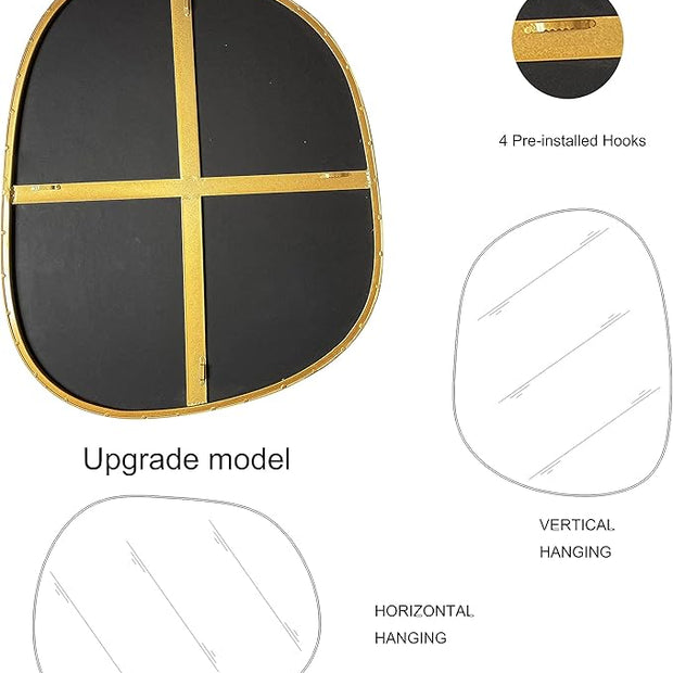 Asymmetrical Mirror for Wall Decor 17.5"*22.5", Modern Gold Framed Wall Mirror for Living Room Bathroom Bedroom Entryway ELE-STOU-0066Gold