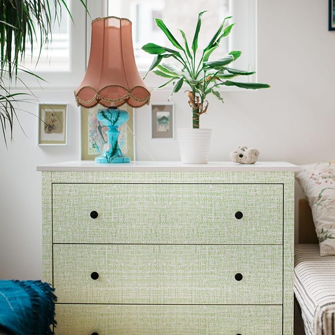 WADILE Grasscloth Peel and Stick Wallpaper 23.6in x 472in, Textured Contact Paper for Cabinets, Faux Linen Wall Paper Pull and Stick, Fabric Vinyl Wallpaper Self Adhesive Light Green