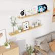 RICHFOCUS Floating Shelves for Wall, 48 inch Solid Wood Picture Ledge Shelf for Wall Storage, Nursery Book Shelves with Lip for Living Room Bathroom Bedroom Kitchen, Set of 2, Natural
