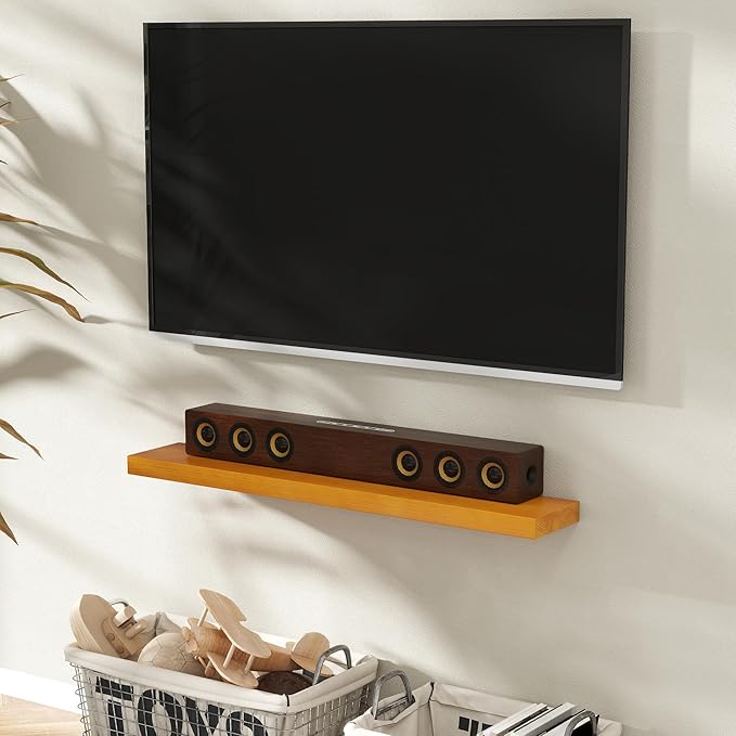 Marsmiles 48 Inch Wood Floating Shelves | Rustic Honey Oak Wall Shelves Set of 2 | 48
