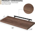 Fun Memories Floating Shelves - 2 Pack 12 Inch Deep Rustic Wooden Wall Shelves - Extra Deeper & Thicker Wall Mounted Storage Shelf for Living Room, Kitchen, Farmhouse - 36