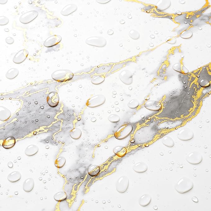LACHEERY Thick White Marble Peel and Stick Wallpaper White and Gold Wallpaper for Kitchen Accent Wall Paper Counter Cover Peel and Stick Countertop Contact Paper Waterproof Matte Marble Roll 12