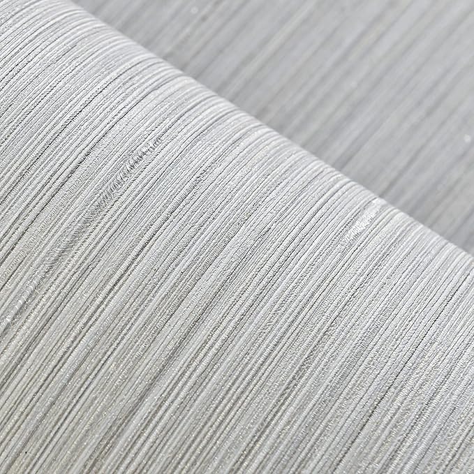 Haimin Grasscloth Wallpaper Textured 24in X 393in Fabric Contact Paper Wall Paper Textured Linen Peel and Stick Self-Adhesive Thick Vinyl Embossed Film Wallpaper (Beige Grey)