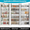6-Tier Pantry Door Oragnizer, Over The Door Pantry Organizer Rack and Storage, Hanging Spice Rack Shelves Door, Home Office Laundry Room Bathroom & Kitchen Organization Essentials Metal