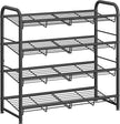 SONGMICS Stackable Shoe Rack, 4 Tier Metal Shoes Rack Storage Shelf, Holds up to 16 Pairs Shoes, Adjustable Slanted Shelves Shoe Tower Organizer for Closet Entryway Small Spaces, Black