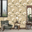 Floral Peel and Stick Wallpaper Vintage Khaki Contact Paper 17.5''x393'' Vinyl Waterproof Self Adhesive Removable Boho Modern Beige Leaf Wall Paper for Cabinets Bathroom Walls Bookcase Countertops
