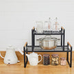 2-Pack Stackable Organizer Set-Versatile Storage Solution for Cabinets and Countertops-Kitchen and Pantry Shelf, Spice Rack - Space-Saving Design-Metal Wire-Black