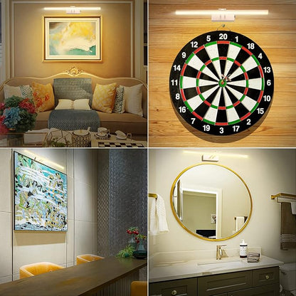 FUNCHDAY Picture Light,Battery Art Lights for Wall,Wireless Remote Painting Light with Timer and Dimmable,16”Metal Display Lighting for Artwork,Portrait,Gallery-Rosegold