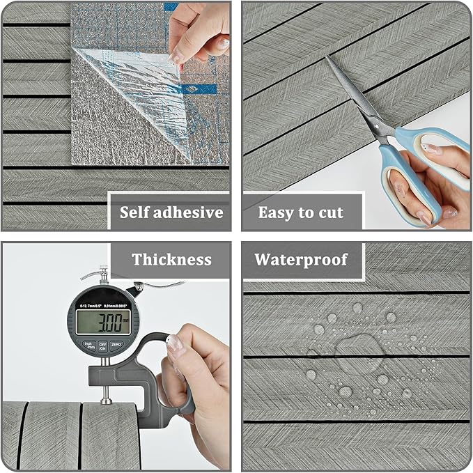 Grey Wood Wall Slat Panels Peel and Stick 3D Fluted Wood Panels for Interior Wall Decor 120