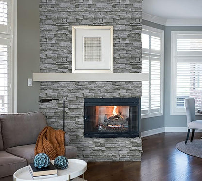 Timeet 3D Brick Stone Wallpaper Peel and Stick Wallpaper Self Adhesive 17.7"x197" Grey Stone Contact Paper for Living Room Bathroom Fireplace Kitchen Decoration Removable Vinyl Wall Paper Roll