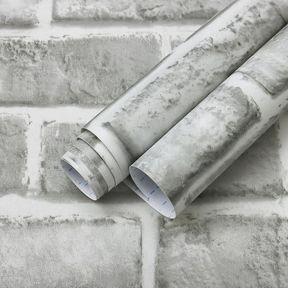 Guvana 17.3" x 394" Grey Brick Wallpaper Peel and Stick 3D Brick Contact Paper Self Adhesive Wallpaper for Bedroom Modern Removable Vinyl Film Decor Backsplash Walls