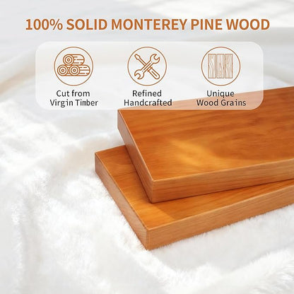 Floating Shelves for Wall 16 Inch Solid Real Wood Shelves Set of 2 Rustic Farmhouse Wall Mounted Wood Shelf for Bedroom Living Room Bathroom Kitchen Home Decor Office