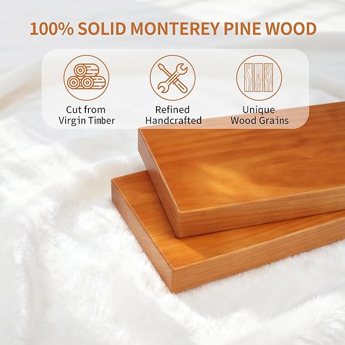 Floating Shelves for Wall 24 Inch Solid Real Wood Shelves Set of 2 Rustic Farmhouse Wall Mounted Wood Shelf for Bedroom Living Room Bathroom Kitchen Home Decor Office