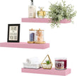 Sorbus Floating Shelves for Wall – 16 Inch Floating Shelf for Kitchen, Bedroom, Living Room, Bathroom, Home & Wall Decor - Mounted Bathroom Shelves with Invisible Brackets (Soft Pink, 5 Pack)
