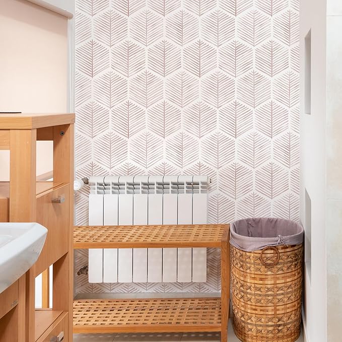 MelunMer Pink Modern Peel and Stick Wallpaper Boho Removable Self Adhesive 787''L 17.3''W Wallpaper for Bedroom/Bathroom Waterproof Contact Paper for Cabinets/Drawers Geometric Contact Paper Pink