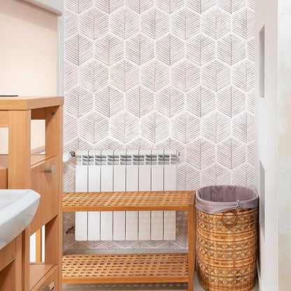 MelunMer Pink Modern Peel and Stick Wallpaper Boho Removable Self Adhesive 276''L 17.3''W Wallpaper for Bedroom/Bathroom Waterproof Contact Paper for Cabinets/Drawers Geometric Contact Paper Pink