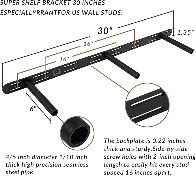 Wood Floating Shelves 36 inch Long Set of 2,8 inch deep Solid Wood Wall Mounted Shelves for Living Room Kitchen,Book Shelf for Wall with Hidden Bracket- Black