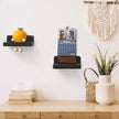Small Floating Shelf, 4x4 Inch Display Ledges for Wall,Mini Shelves,Rustic Wood Shelf for Bedroom Living Room Bathroom Kitchen (4, Black)