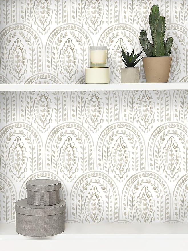 EeeComing Boho Peel and Stick Wallpaper - Modern Peel and Stick Removable Contact Paper Self Adhesive Wallpaper for Bedroom and Bathroom - Cabinet Shelf Liner Vinyl 197"x17.3