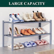 Smiry Bamboo Shoe Rack for Closet, 2 Tier Wooden Stackable Shoe Organizer, Free Standing Shoes Storage Shelf for Entryway, Front Door Entrance, Grey