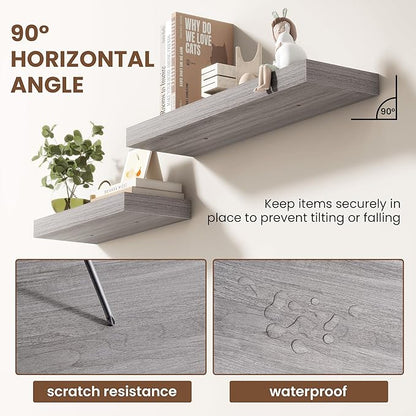 55 Inch Floating Shelves for Wall 1 Pack, 55" Wall Shelves for Books, Storage, Decor, Wall Mounted Floating Shelf with Invisible Brackets for Kitchen, Living Room, Gray