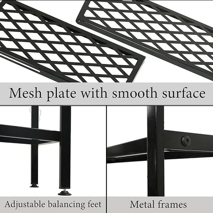 Shoe Rack, Expandable Shoes Organizer Metal Shelf Stand, 2 Tier Stackable Long Shoe Storage Holder For Closet, Floor, Entryway, Garage, Bedroom, Door Entrance For 12-18 Pairs, 45.6 inches Black