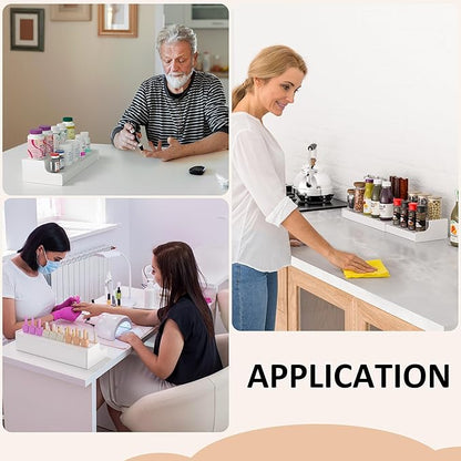 Expandable Spice Rack Cabinet Organizer 2 Tier, White Kitchen Counter Display Shelf, Seasoning Organizer for Cabinet, Moisture Resistant