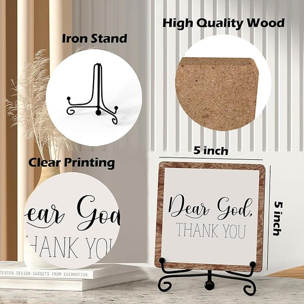 Modern Farmhouse Decor, Home Decor For Living Room, Boho Chic Aesthetic Shelf Decorations, Christian Rutsic Dear God Sign, Farm House Entryway Tv Stand Fireplace Coffee Table Decoration (06)