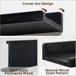 Floating Shelves for Wall, 16 inch Solid Wood Picture Ledge Shelf for Wall Storage, Nursery Book Shelves with Lip for Living Room Bathroom Bedroom Kitchen, Set of 3, Distressed Black