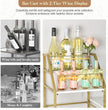 VINAEMO Gold Bar Cart With Wine Glass Holder, Stand for Home, Small Mini Bar for Whiskey Wine, Liquor Cart, Alcohol Cabinet for Kitchen, Dining Room
