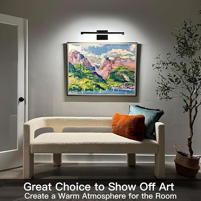 LED Picture Light, Hard-Wired Connection Dimmable Adjustable Artwork Light, 12W (60W Eqv.) CRI95+ 16.54" Black Gallery Light for Paintings Display Picture Frame Dartboard, Warm White 3000K