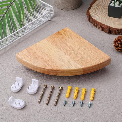 Alipis Corner Shelf Wall Mounted, 6Inch Wooden Corner Shelf Floating Wall Storage Shelf Round End Display Shelf for Bedroom, Living Room, Kitchen, Hotel