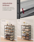 VASAGLE Shoe Rack for Entryway, 6-Tier Shoe Rack Organizer with Storage Shelves and Spacious Top, Freestanding, Adjustable, Industrial, Rustic Brown and Ink Black ULBS044KD01