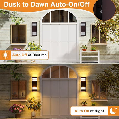 Housen Solutions LED Dusk to Dawn Outdoor Lighting 2 Pack, Up Down Outdoor Wall Lights with Bulbs, IP65 Waterproof Sensor Exterior Light Fixture Wall Sconce for Porch, Bronze