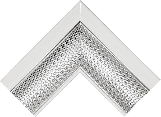 MCS 28.5x34.5 Large Wall Mirror, White Frame with Woven Silver Detail & Beveled Detail Mirror, Vertical & Horizontal Wall Hanging Mirror for Bathroom, Bedroom & Livingroom