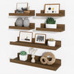 Axeman Picture Ledge Shelf, Floating Shelves for Wall Decor Storage Set of 6, 16 inch Floating Wall Mounted Shelves, Shelves with Lip for Living Room, Bedroom, Nursery, Bathroom, Kitchen, Walnut