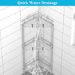 3 Tier Floor Standing Corner Shower Caddy Organizer Shelf with Hooks, Bathroom Shelves Stand Rack, Gray