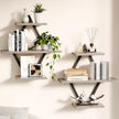 Floating Shelves, Wall Shelf Set of 2, Wall Mounted Shelves, 3-Tier Hanging Wall Shelves for Bathroom, Living Room, Bedroom, Kitchen, Office (Gray)