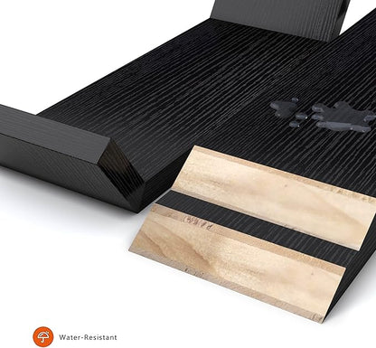 Black Floating Shelves for Wall Shelf for Bedroom,Repisas Flotantes De Pared, Waterproof Solid Wood Floating Shelves Bathroom，Small Relief Textures,for Bathroom,Bedroom,Living Room, Kitchen