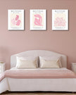 HesenDot Framed Matisse Pink Wall Art Set of 3,Minimalist Wall Decor,12x16IN Canvas Prints,Boho Cute Art Poster Home Decoration for Bathroom Bedroom